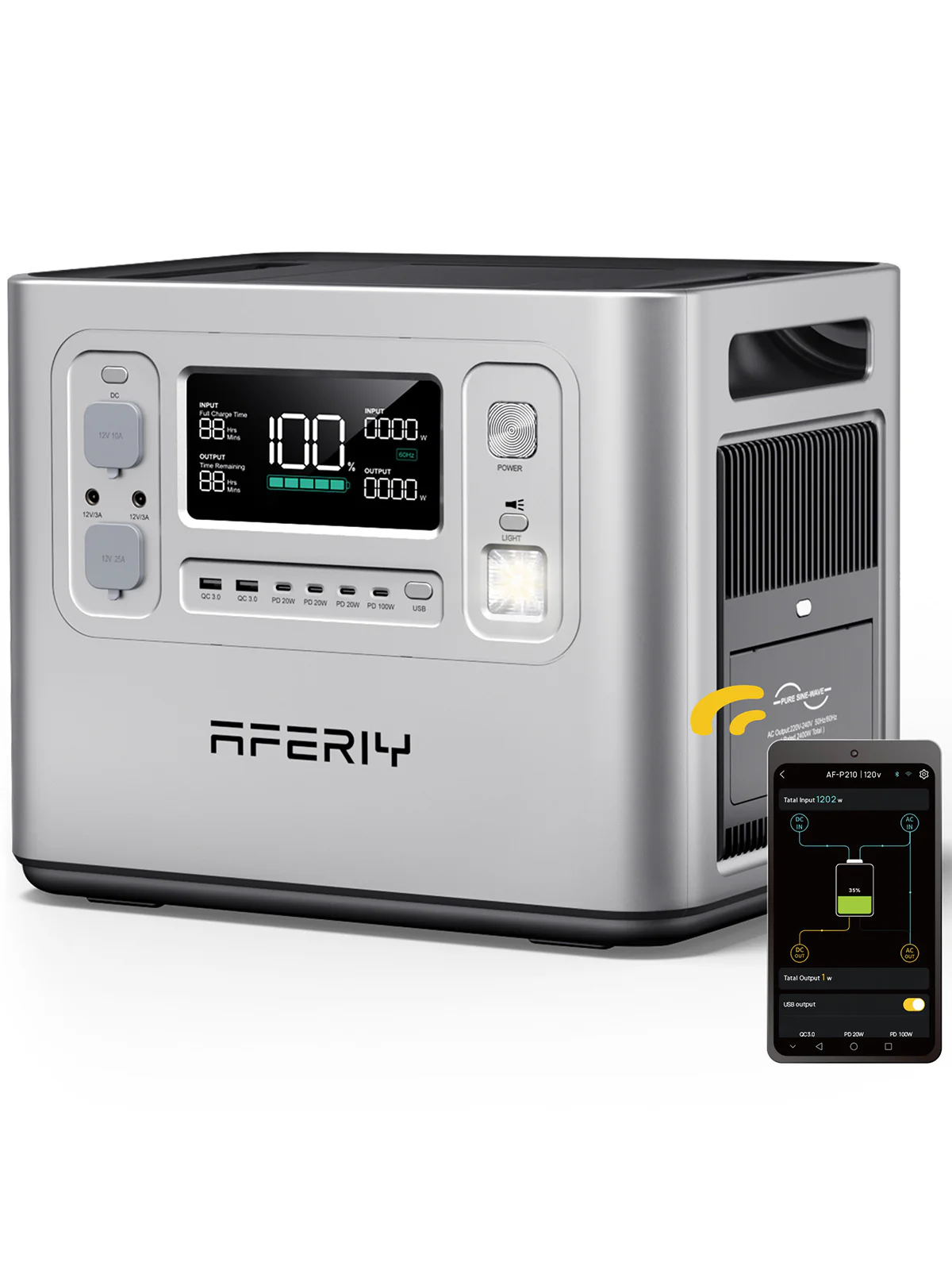 AFERIY P210 2400W 2048Wh Silver Portable Power Station - Image 6